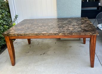 Granite solid Top Dining Table with Wood Legs