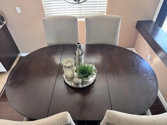48in( 72in) Dark Wood Round Dining Table