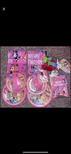 New Pink Bluey Birthday Supplies , view description for more info.