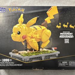 MEGA Pokémon Motion Pikachu Building Set (1095 Pieces) –Factory Sealed -Like New