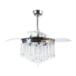 Crystal Chandelier Ceiling Fan with Retractable Blades