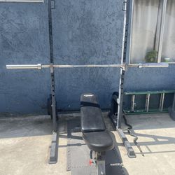 Power Rack with Bench and Weights 