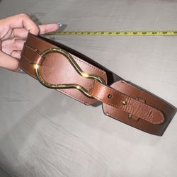 Lauren Ralph Lauren Brown Leather Belt – Gold-Tone Hardware