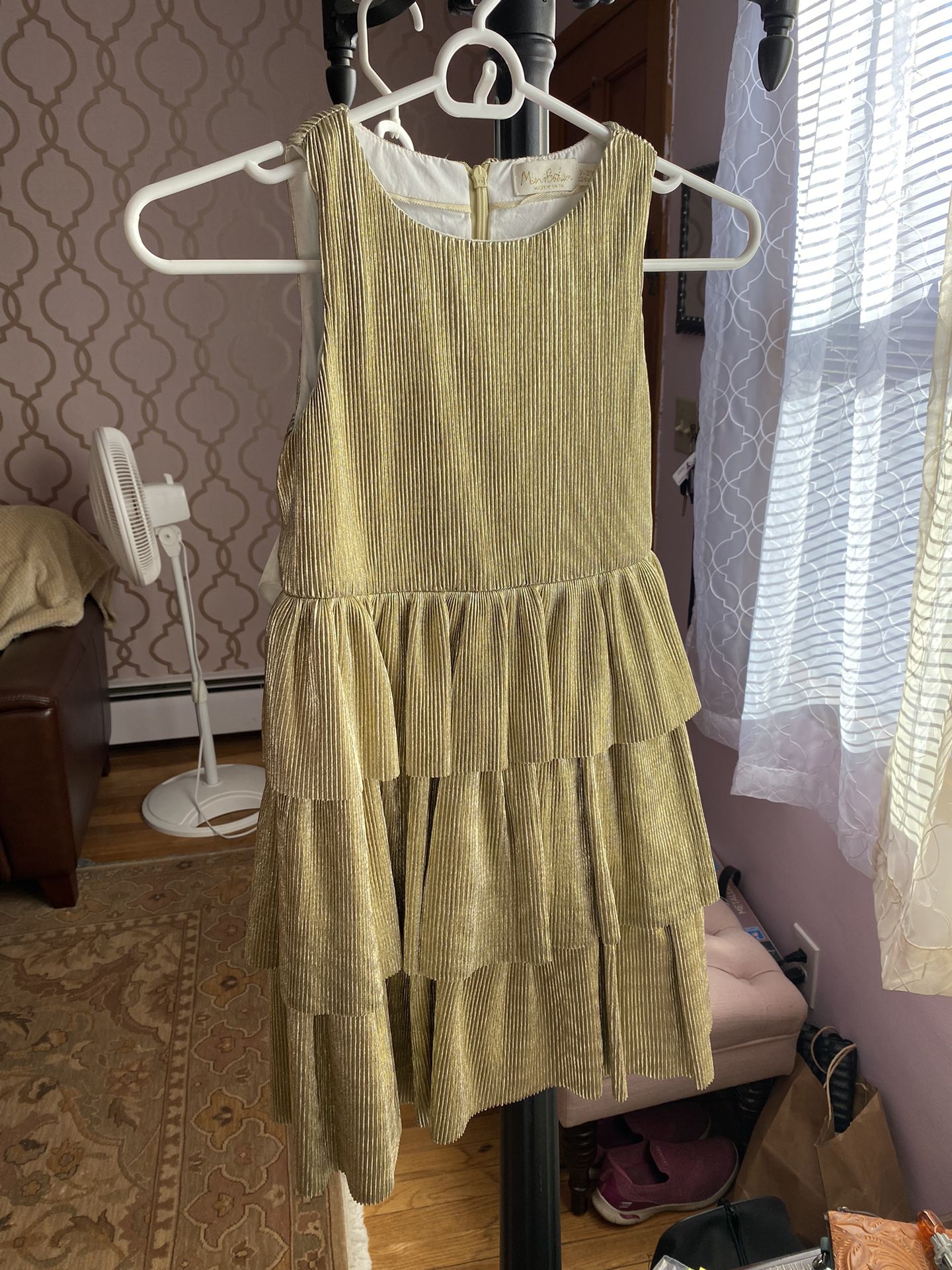 Girls Holiday Dresses Size 7-8 Youth  One Gold And One Purple 