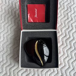 Baccarat Ruby Red Crystal "Heart of Passion" 18K Gold Veined Paperweight