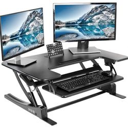 VIVO Black Height Adjustable 36 inch Stand up Desk Converter Quick Sit to Stand Tabletop Dual Monito
