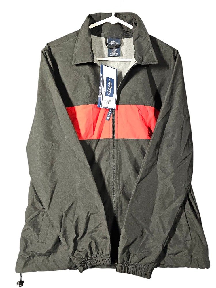 Charles River Apparel Men's Sideline Jacket Style 9025 Black/Red Small Striped