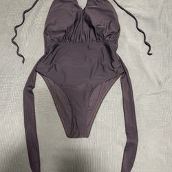 Dark Gray One Piece Bathing Suit