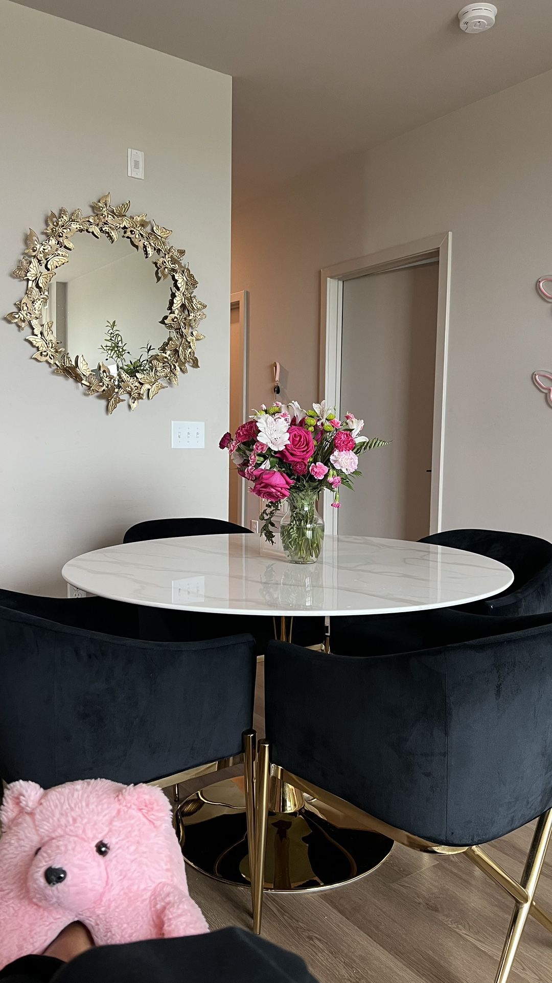 White And Gold Marble Dining Table