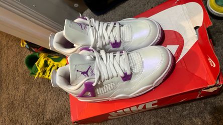 Jordan white pink retro 4s size 7y