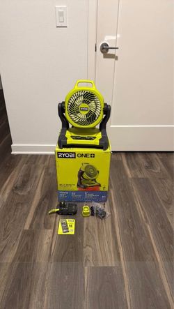 RYOBI ONE+ 18V Cordless 7-1/2 in. Bucket Top Misting Fan Kit with Compact Battery and Charger