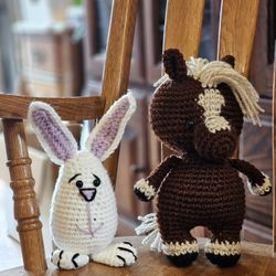 Easter Horse And Egg Bunny Crochet Duo