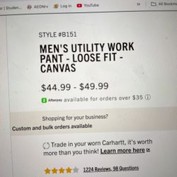 Carhartt B151 Utility Work Pants