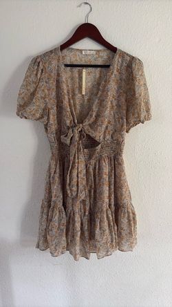 Blush Floral Mini Dress with Tie Front