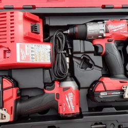 240 Dollars No Less Milwaukee Fuel Hammer Drill And Impact Driver Kit With Batteries Charger And A Hard Shell Case