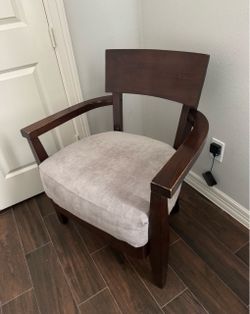 Wood Arm Chair with Upholstered Seat
