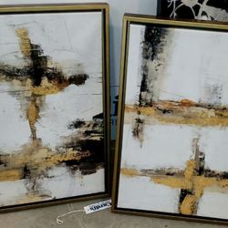 Brand New Black gold abstract wall art