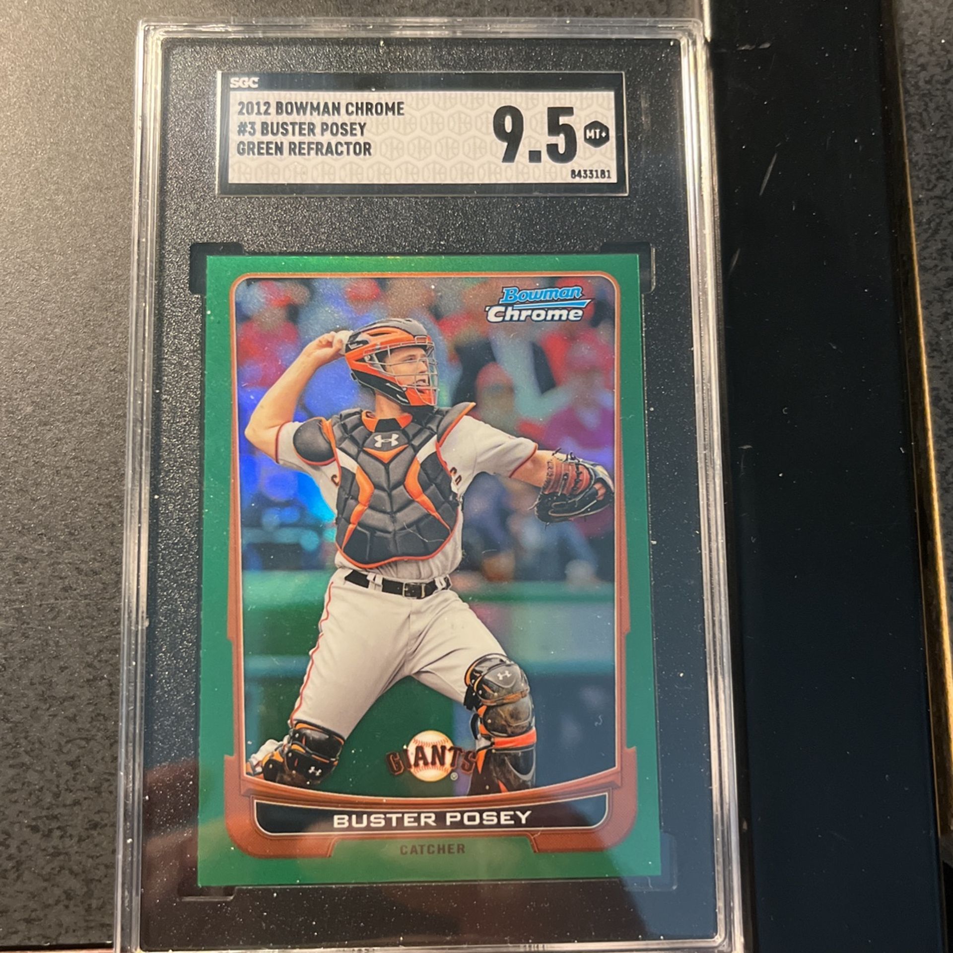 Buster Posey Green Refractor Card-Graded 9.5