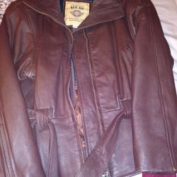 Leather bomber jacket