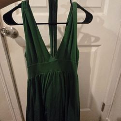 FOREVER 21, V-Neck Dress Before The Knees Comes With Belt Of The Same Material, GREEN, Small