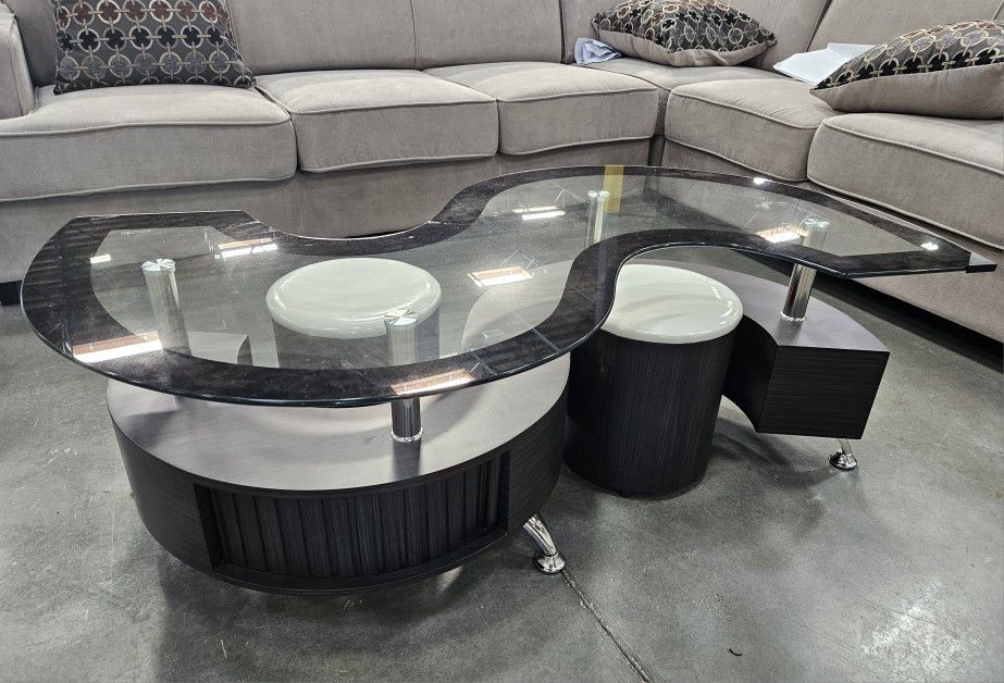 Serpentine Glass Coffee Table