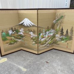 Japanese 4-panel Byobu Screen Mt. Fuji 