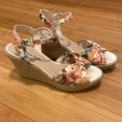 Women Shoe Floral Heel, Pink/white, Size 7