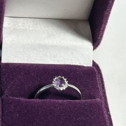 14 K White Gold With Diamonds Promise Ring 