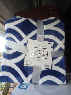 🧚‍♀️ NEW Posh Home velvet throw, 50 inch x 60 inch. Choice Of Blue Or Beige