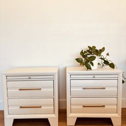 Two Drawer Linen Color Nightstands 