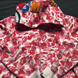 A bathing ape pink camouflage zip up