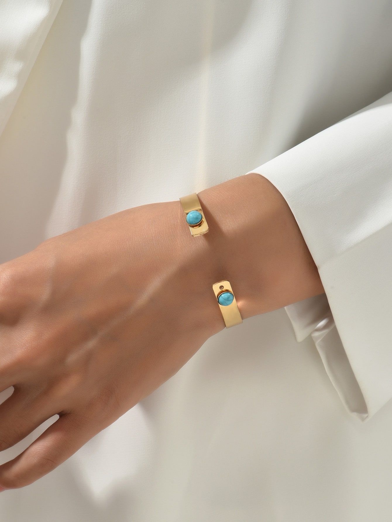 Turquoise Cuff Bangle Golden Color