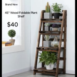 Brand New 45"Merch Wooden Shelf Multifunctional Foldable Ladder Shelf 