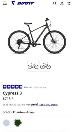 Giant Cypress 3 Hybrid Bike Phantom Green 8-Speed Disc Brakes