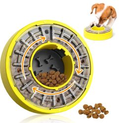 Brand New Dog Puzzle Toy Feeder 11.8In Slow Feeder Dog Bowls for All Breed Dogs Rotate Lid Brain Games Keep Dog Busy Slow Feeder Bowl Puppy Puzzle Toy
