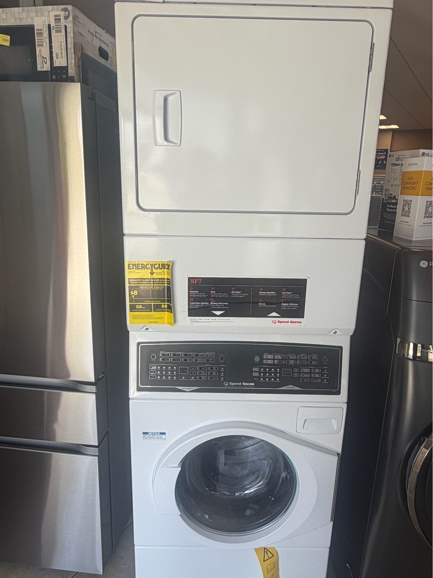 Speed queen stackable washer and gas dryer