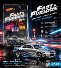 🔥 Hot Wheels Premium Fast & Furious Nissan Skyline GT-R (R34) – 2 Fast 2 Furious 🔥