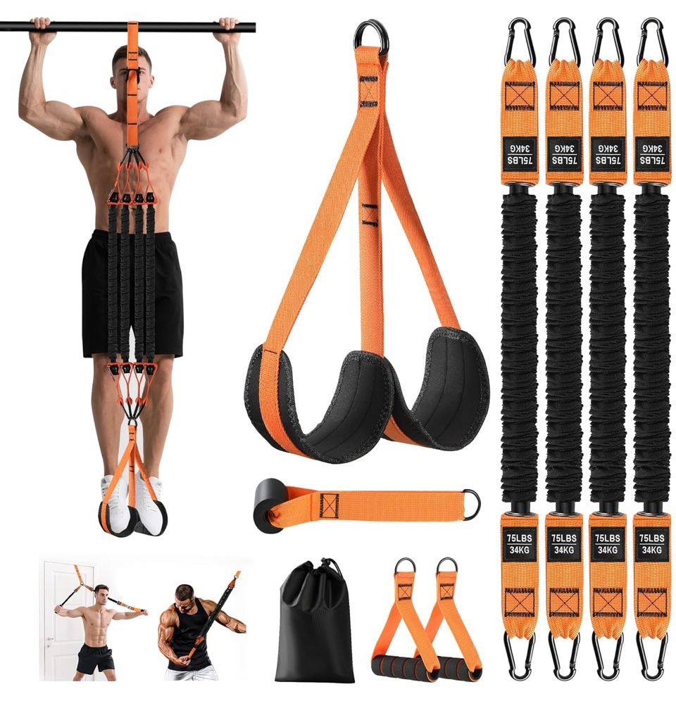 Open Box kottvr Pull Up Assistance Bands, Heavy Duty Resistance Band for Pull Up Bar, Adjustable Weight/Size with Fabric Feet/Knee Rest, Bands for Pul