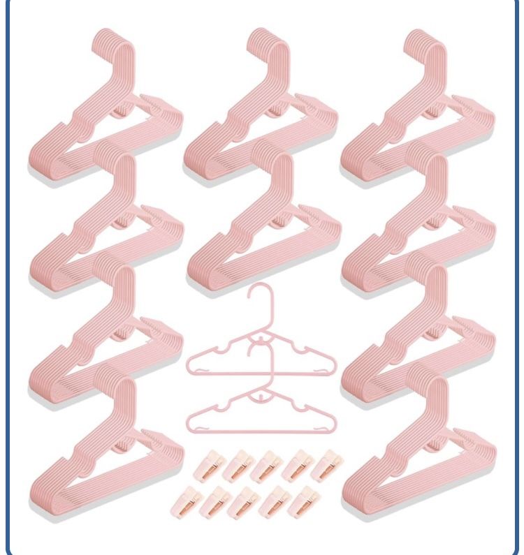 1OO Brand New Pink Baby Or Kid Clothing Hangers