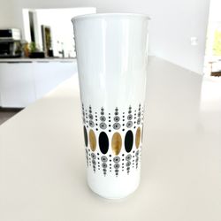 German Modernist Porcelain GEMMO Vase Gold & Black Decor by HEINRICH 1960s