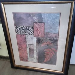 Large Framed Abstract Collage Art Print