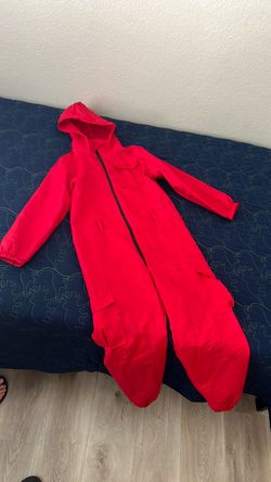 Squid Game guard costumeRed Hooded Zip-Up Jumpsuit Coverall