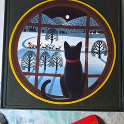 Uncle Tad's Holiday Cats JINGLE BELLS Thaddeus Krumeich Cat Plate. Annna Perenna