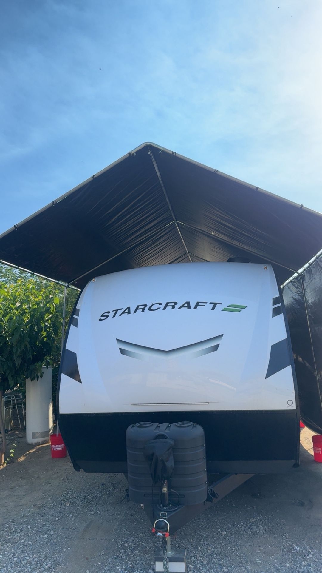 20x30 Canopy For RV Or Trailer Heavyduty Tarps And All Steel Frame With Side Wall