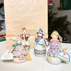 Jimshore Heartwood Creek Snowman Ornaments 