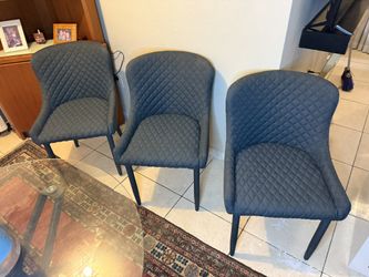 3 blue side Chairs ( NO TABLE)