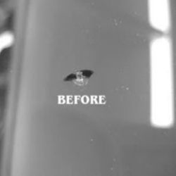 Auto glass, windshields, door windows.