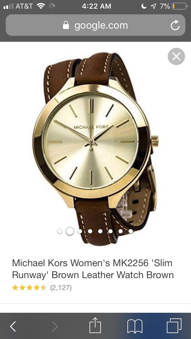Michael Kors Women's MK2256 'Slim Runway' Brown Leather Watch