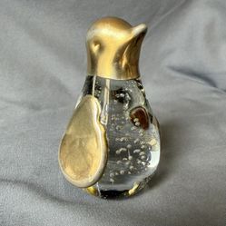 Crystal Penguin Paperweight Vintage Controlled Bubble Plated - Weles Figurine