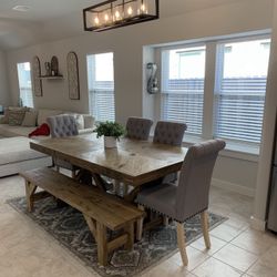 Custom Dining Table Farmhouse Country French Modern Rustic Solid Wood Set Restoration Hardware Insp Bench Hand Built Round Oval Counter Breakfast  